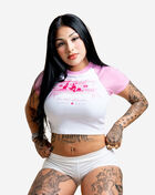 Hasta Muerte Cold Bucks Crop Raglan Tee HM-PINKCOLDBUCKS-CROPRAGLAN-PINK Pink 2