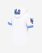 PRO STANDARD New York Mets Classic Chenille Double Knit Short Sleeve Pull Over Hoodie LNM135080-WTB White 3