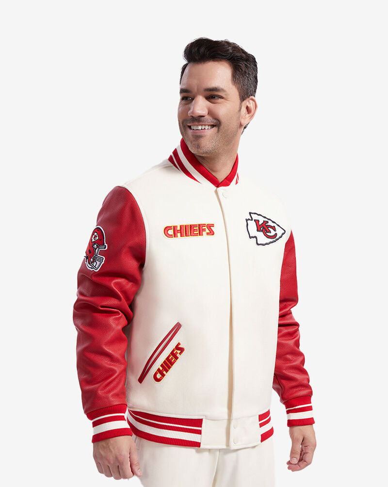 PRO STANDARD Kansas City Chiefs Retro Classics Rib Wool Varsity Jacket FKC6410365-ERD cream 1