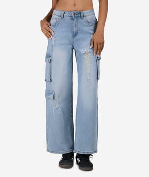 3Pkt Cargo Distressed Denim Jeans