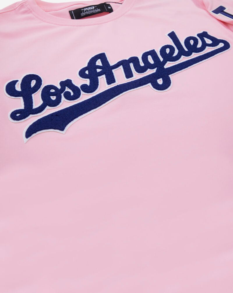 PRO STANDARD Los Angeles Dodgers Short Sleeve Classic Chenille Tee LLD131604-PNK Pink 4