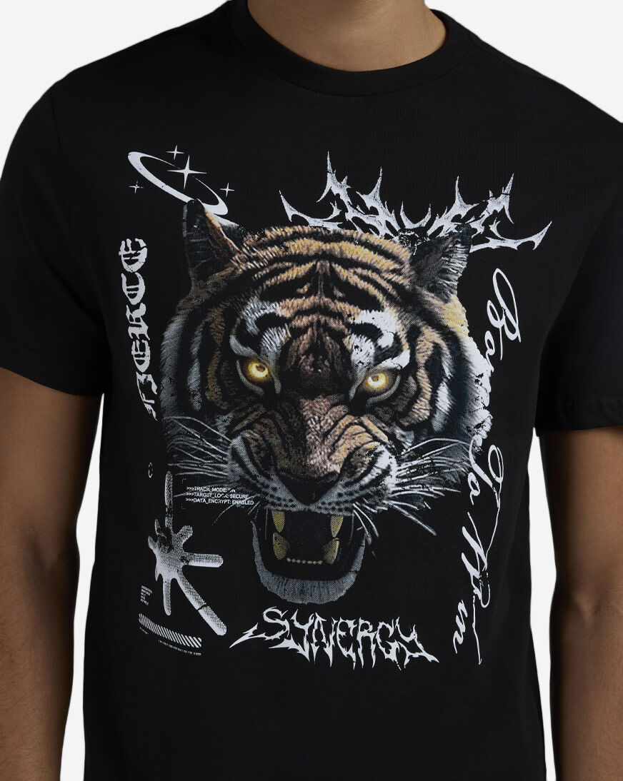 Shop Graphic Tees Tiger Born To Run Tee MTUS543-US-00007 black