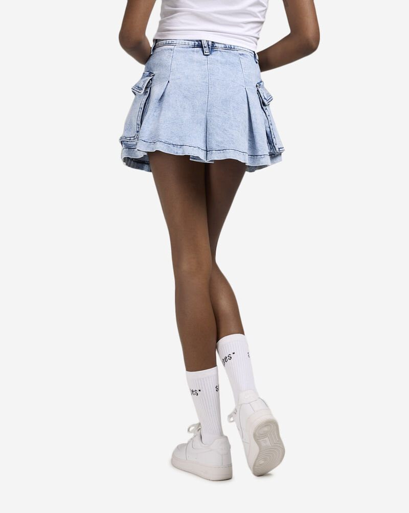 Vibrant Denim Cargo Skirt ES5139-LTS Grey 2