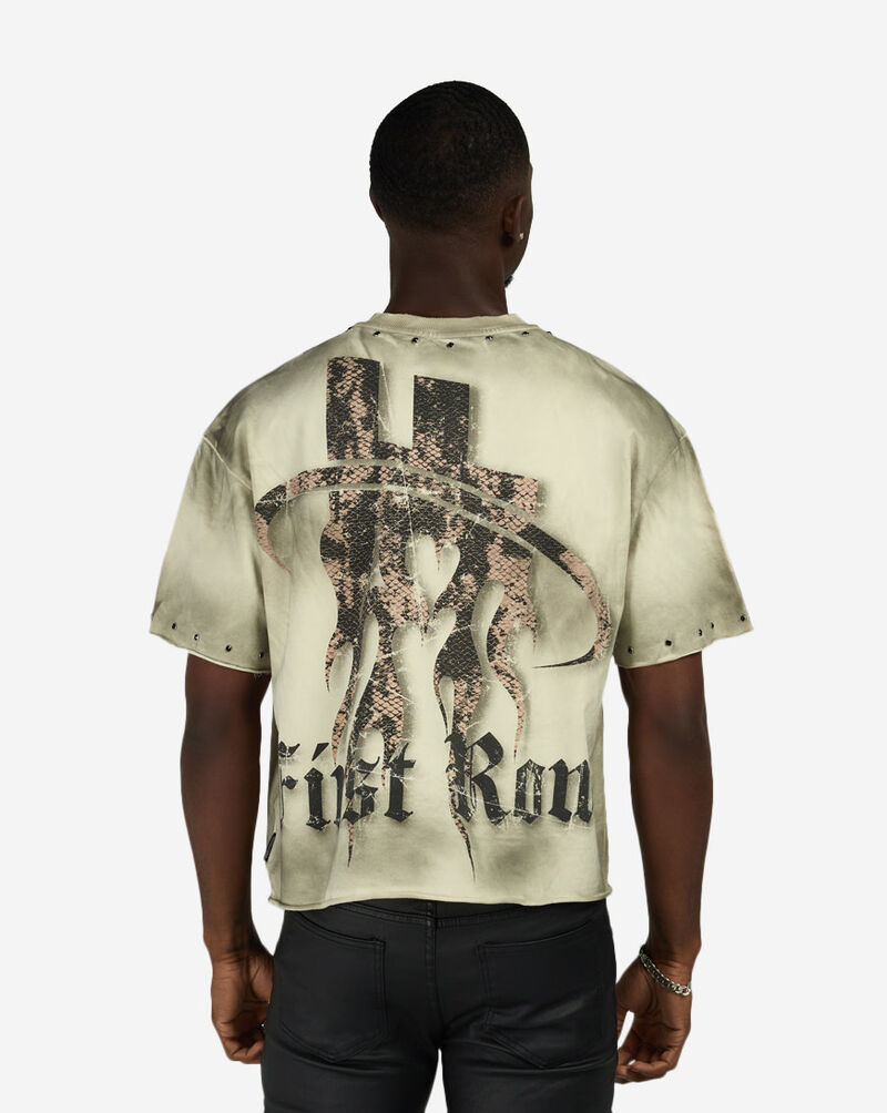 First Row Punk Rock Revival Terry Crop Tee FRM3087S-GRY Grey 2
