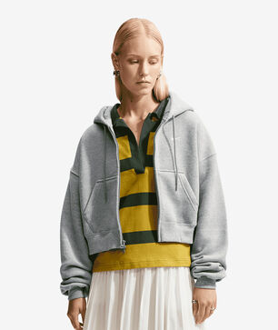 Studio Fleece Medium Weight Oversized Full-Zip Cropped Hoodie