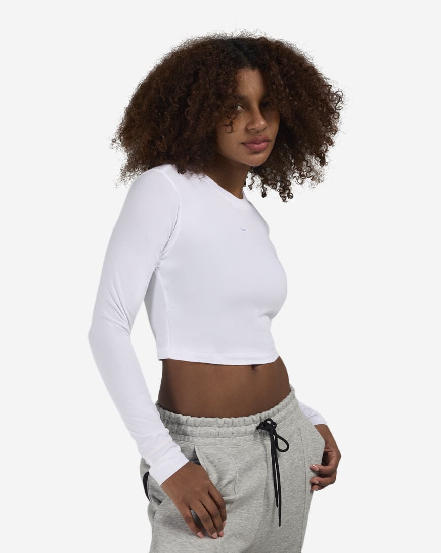 Shop Nike NSW Chill Knit Slim Long-Sleeve Cropped Top HF5322-100