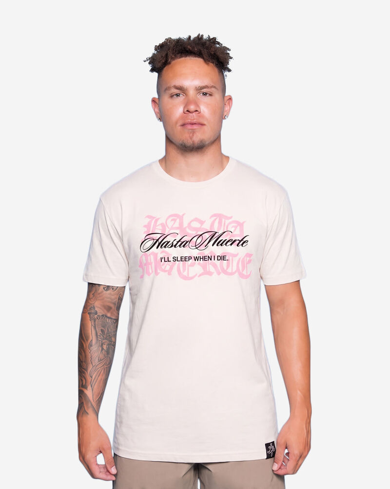 Hasta Muerte Muerte Script Tee HM-MUERTEOESCRIPTPINK-TEE-NATURAL cream 1