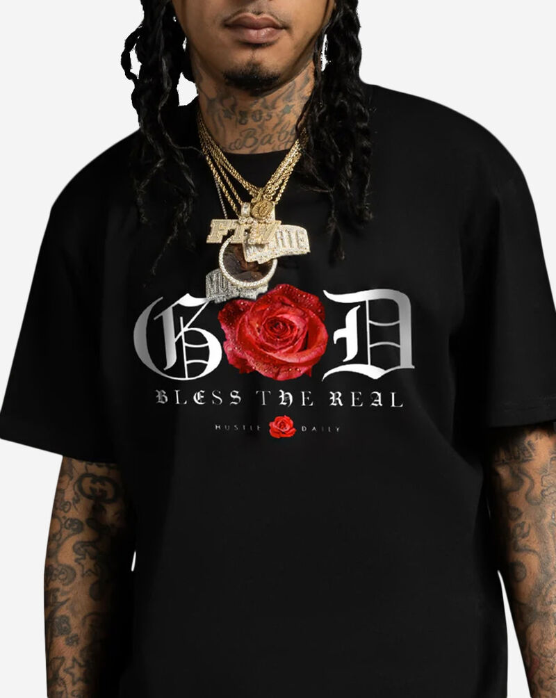 Hasta Muerte Bless The Real QS Tee HM-OEROSEGODBLESSTHEREAL-TEE-BLACK Black 3