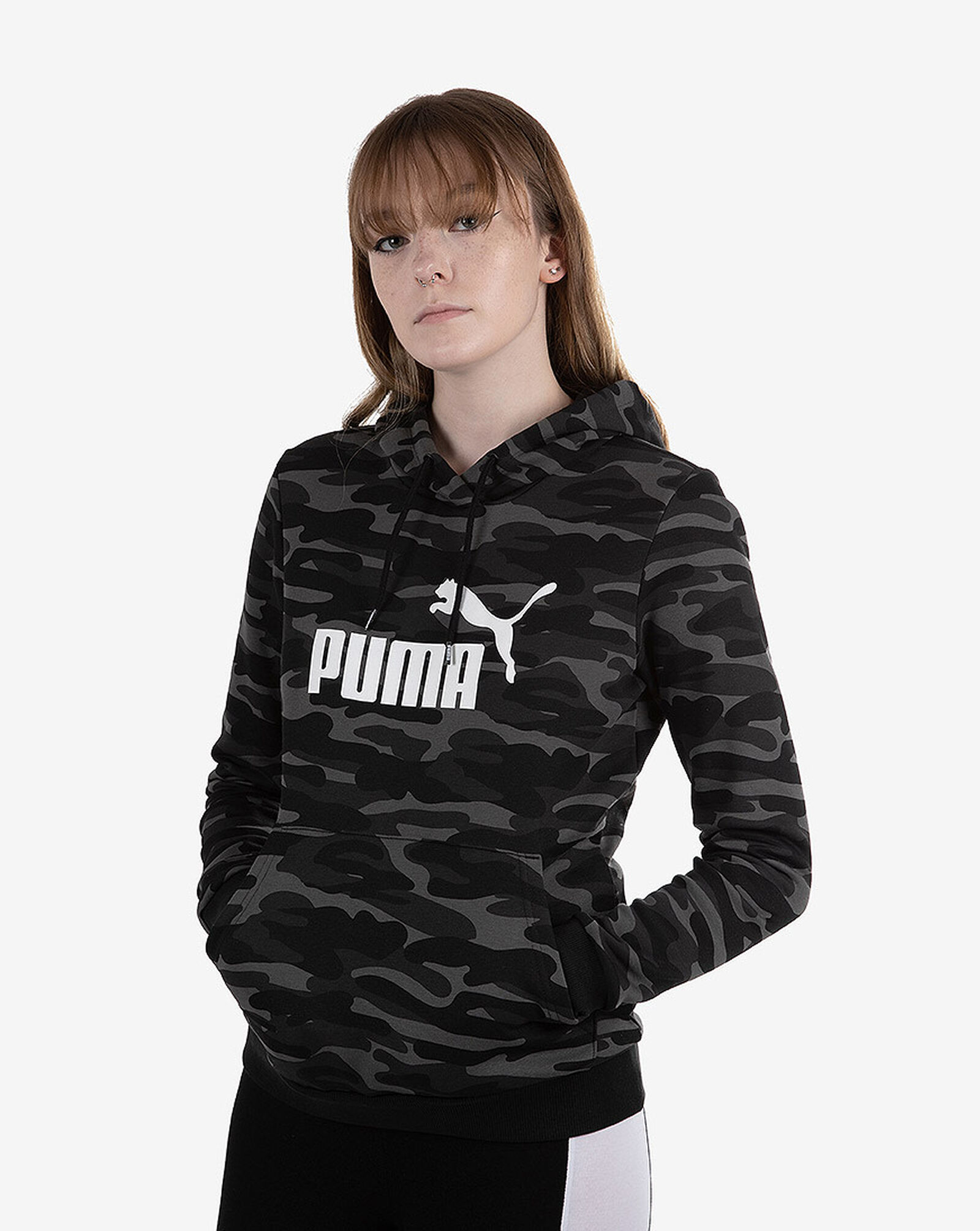 Shop PUMA Essentials+ Camo Logo Hoodie 845899-01 black | SNIPES USA