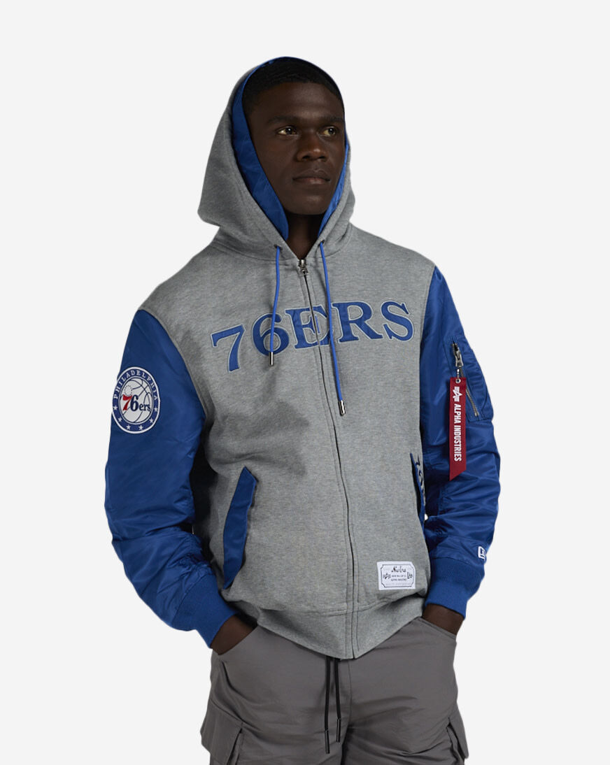Shop New Era Alpha Industries Philadelphia 76ers Bomber Jacket