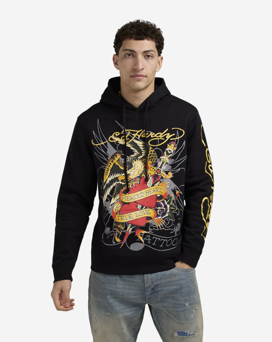 Shop Ed Hardy Pierced Eagle Hoodie EHM1300-81-BLK black | SNIPES USA