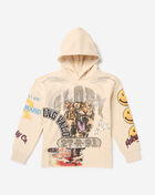 Smoke Rise Kids' Cropped Pull Over Tiger Smiley Fleece Hoodie BFO26F669SN cream 1