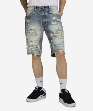 Distressed Rip Repair Denim Shorts