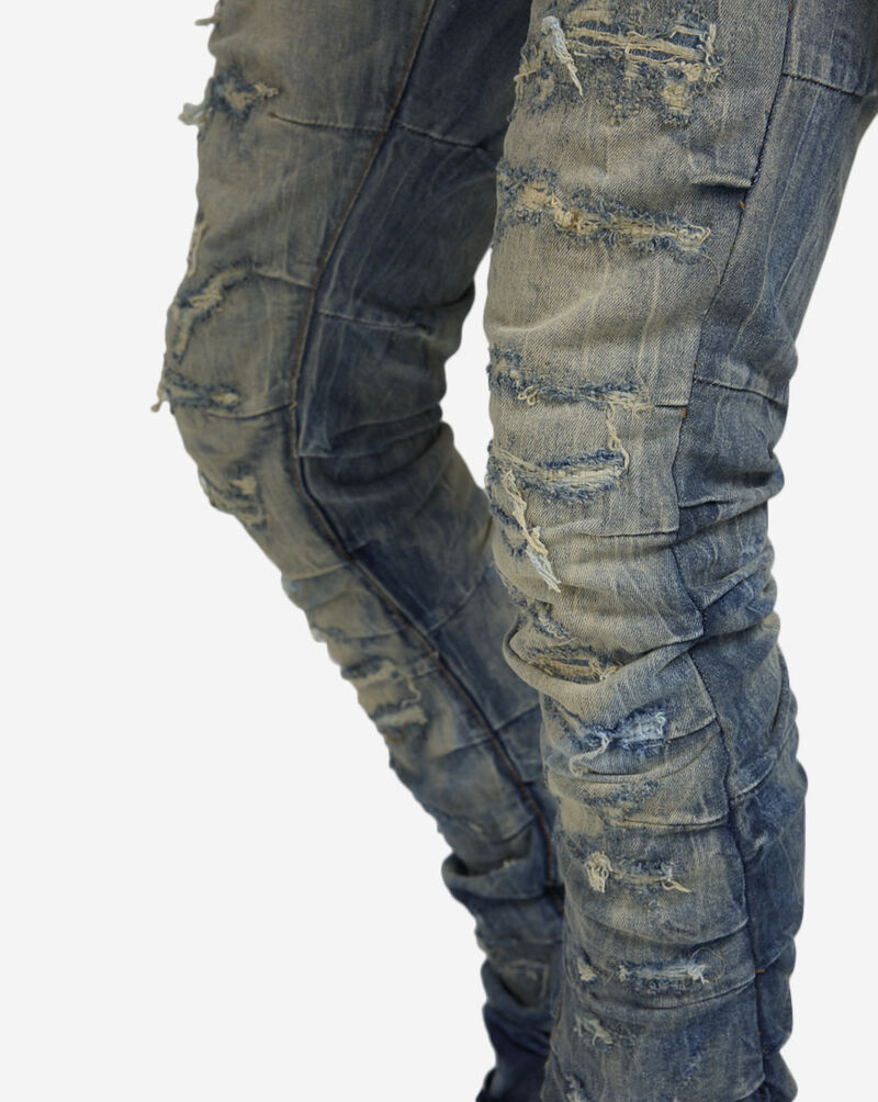 Jordan Craig Distressed Rip Repair Stacked Jeans JTF2257A-DES Blue 3