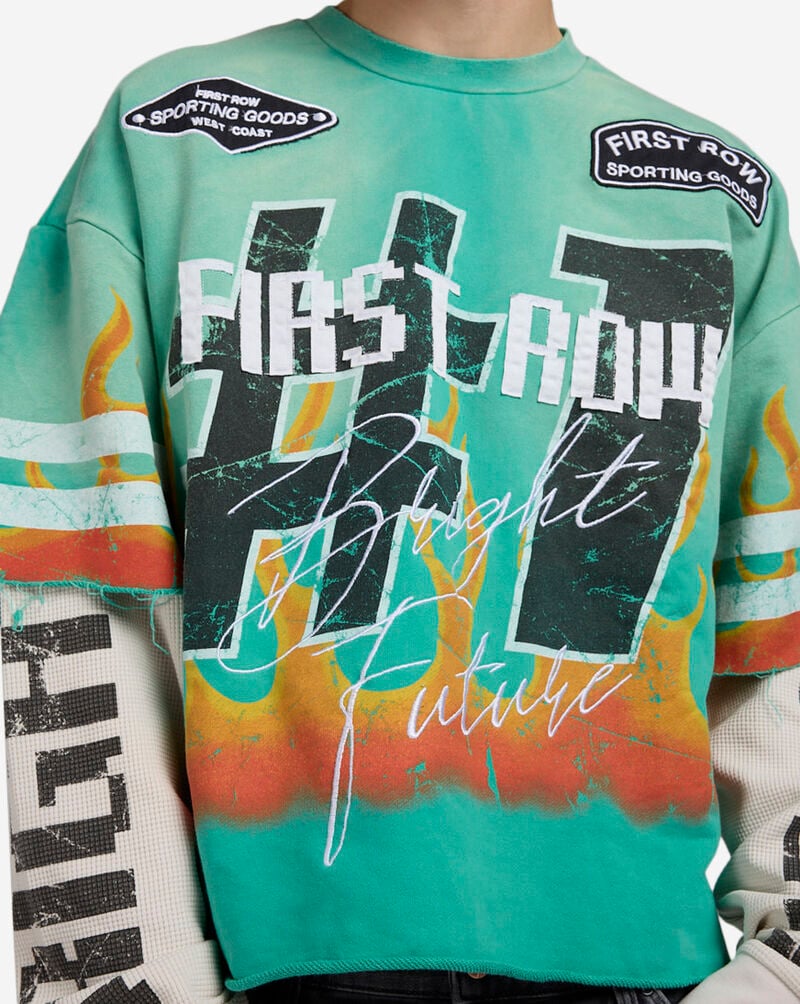 First Row Bright Future Long Sleeve 2Fer Tee FRF3021-TURQ Green 3
