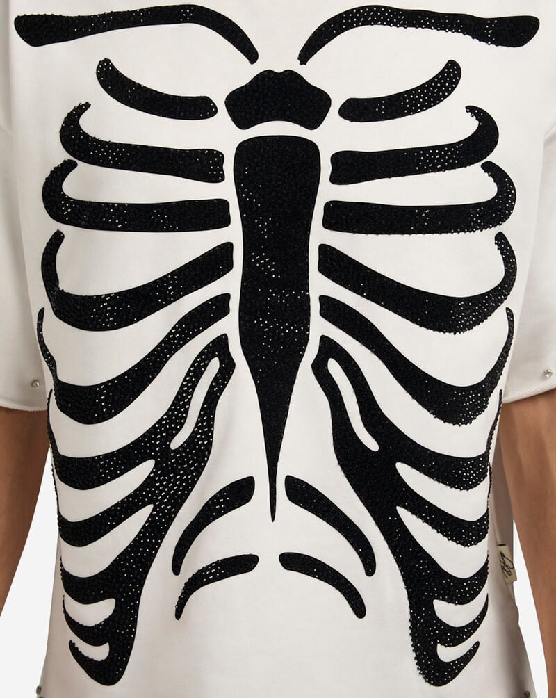 BKYS Skeleton Print Terry Cropped Tee T1285-WHT White 3