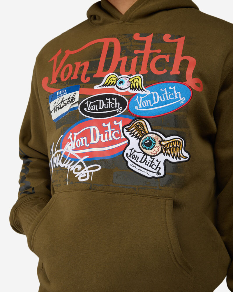 Von Dutch Signature Patch Fleece Hoodie  4VND2B0237-OLV Green 3