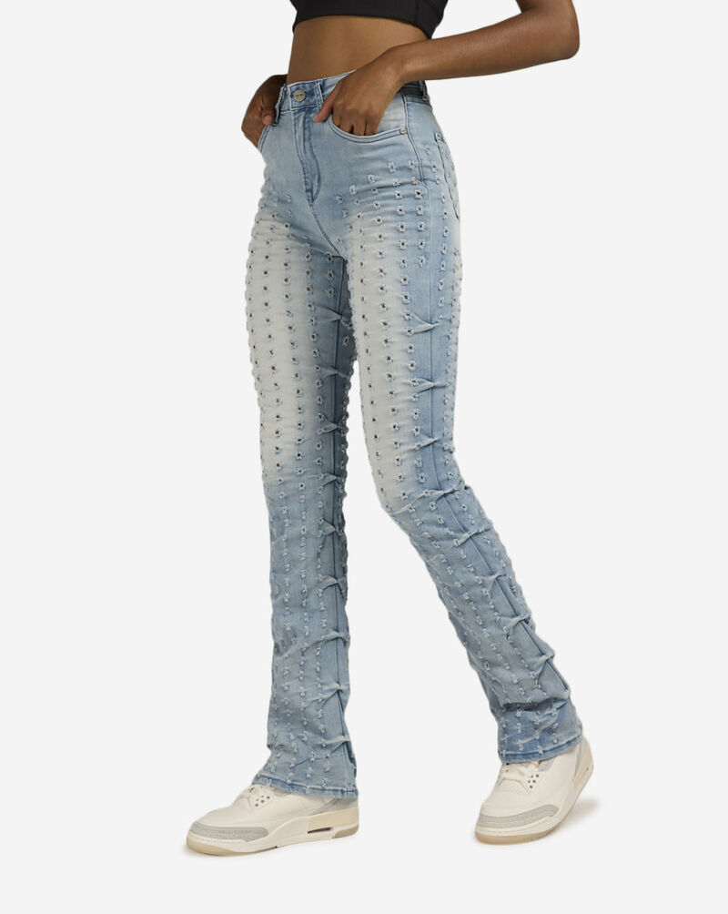 Smoke Rise Hole Punch High-Rise Boot Pants AP24209SN Blue 1