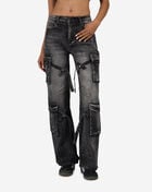 American Bazi 4Pkt Rhinestone Cargo Denim Jeans RJH-21174RS Black 1