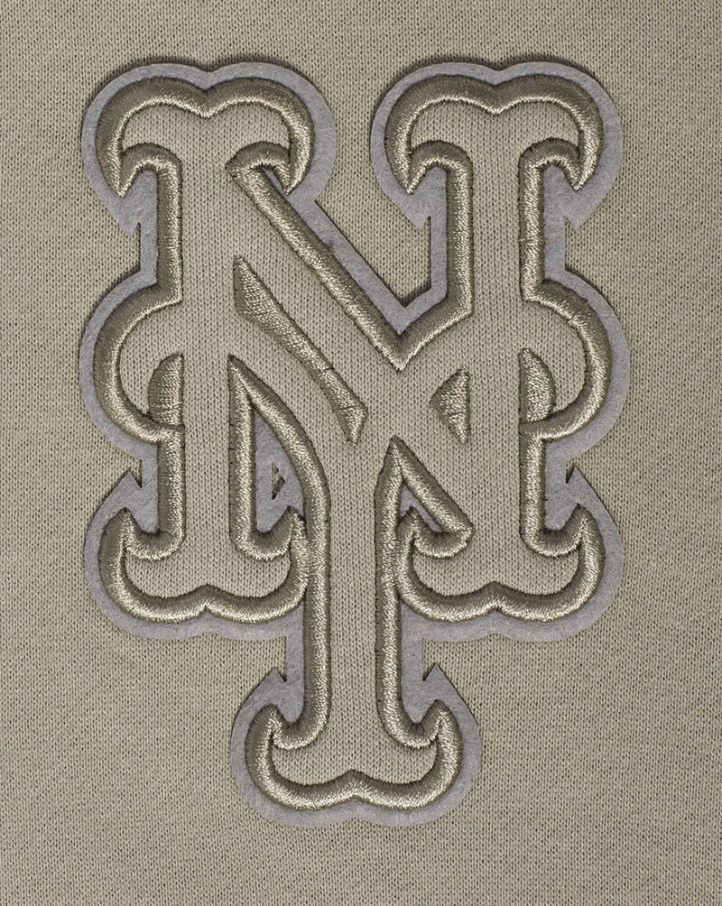 PRO STANDARD New York Mets Neutral Drop Shoulder Fleece Pull Over Hoodie  LNM5311666-TAU Beige 2