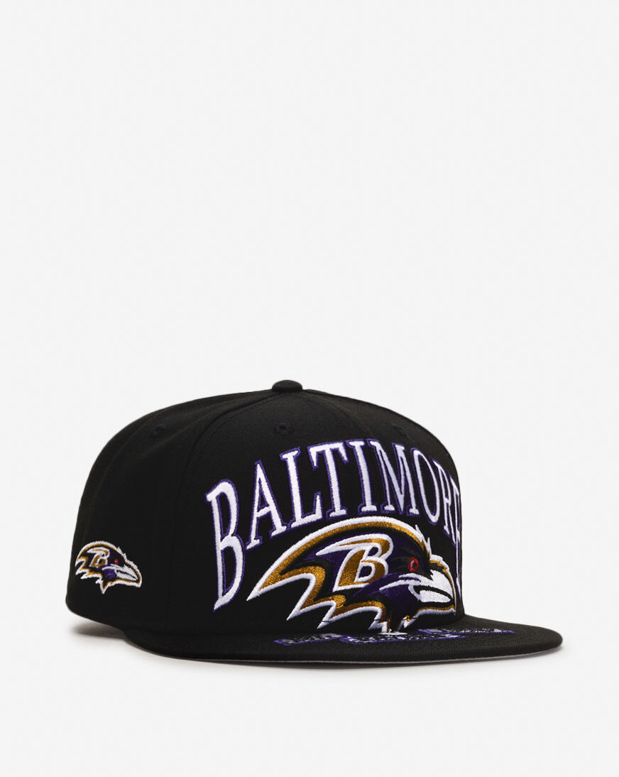 Shop New Era 59Fifty Baltimore Ravens Oversized Script Fitted Hat