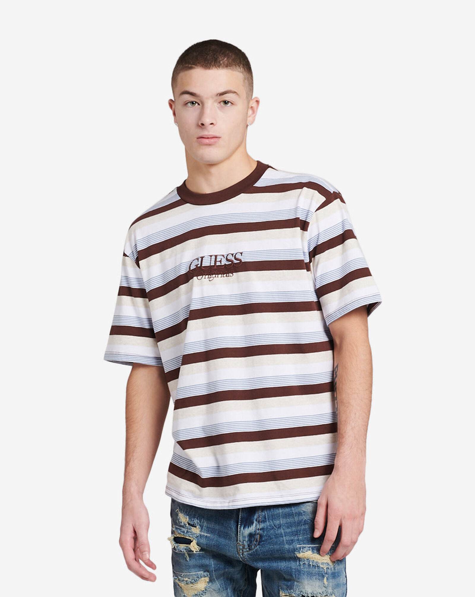 guess kincaid striped tee
