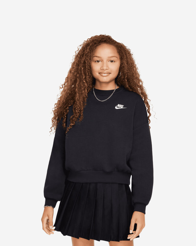 Nike Big Kids' NSW Club Fleece Boxy Crewneck FZ9244-010 Black 1