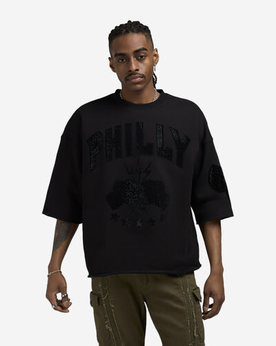 Philadelphia Rhinestone Crop Sweatshirt