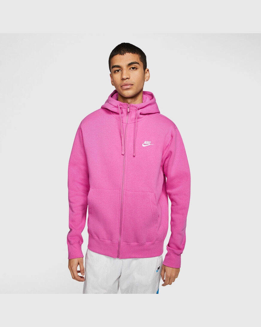 nike club fleece hoodie pink