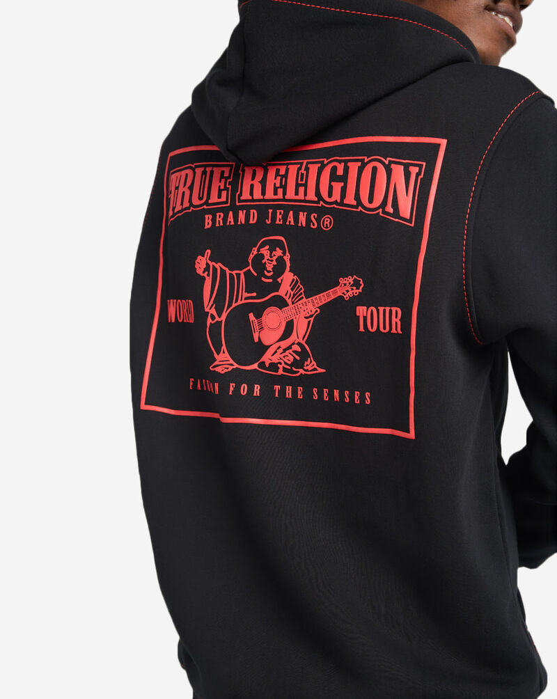 True Religion Big T Zip Hoodie 105753-BLK-RED Black 3