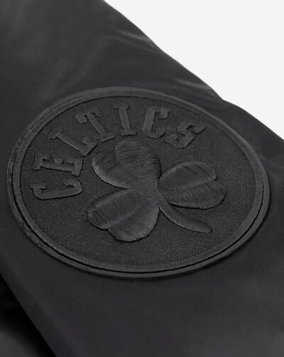 Boston Celtics Triple Black Satin Jacket Boston Celtics Triple Black Satin Jacket