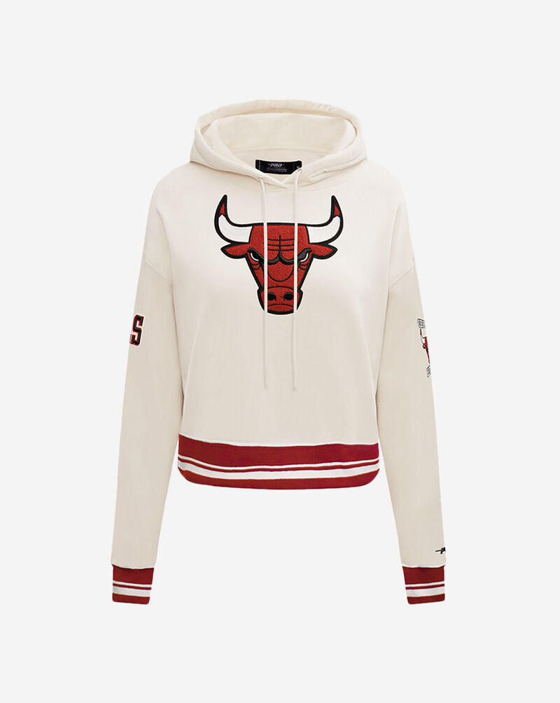 PRO STANDARD Chicago Bulls Retro Classic Rib Fleece Cropped Pullover Hoodie BCBC56221-ERD cream 1