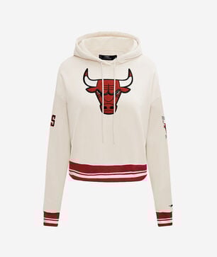 Chicago Bulls Retro Classic Rib Fleece Cropped Pullover Hoodie