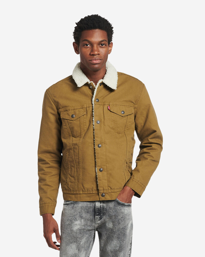 Levi's type 3 sherpa lined denim trucker jacket in tan