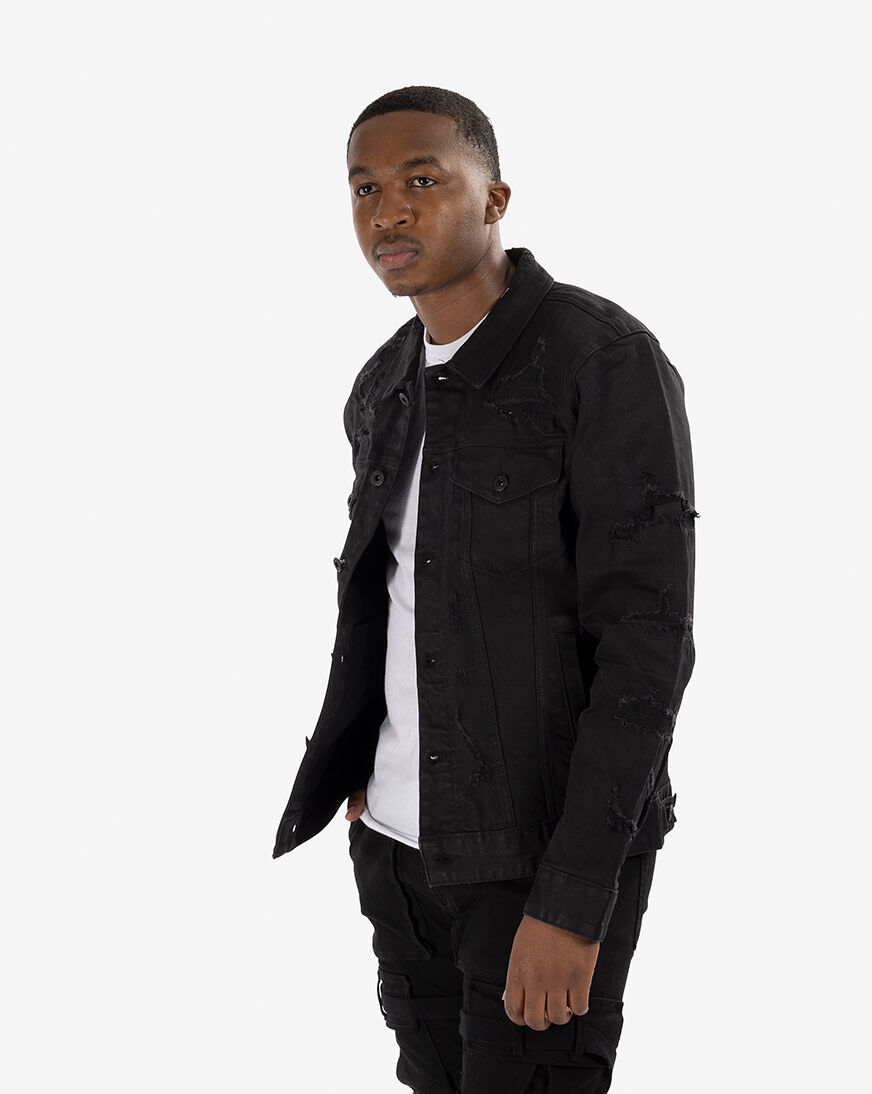 Shop Smoke Rise Rip Tear Denim Jacket 
