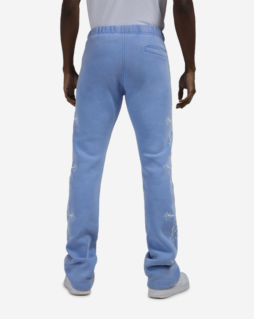 Shop Hasta Muerte Muerte Cross Flare Pants HMCROSSPNT-BLUE blue