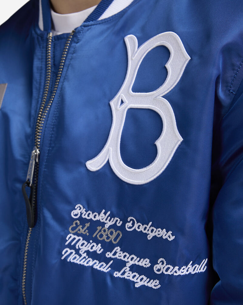 New Era Alpha Industries Brooklyn Dodgers Bomber Jacket 60684094 Blue 3