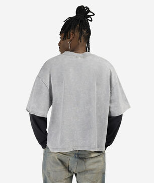 Fleece Cross Logo Long Sleeve Boxy 2-Fer Tee