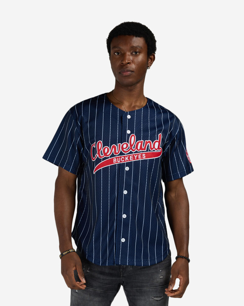 Mitchell  Ness Cleveland Buckeyes Jos&eacute; Ram&iacute;rez Authentic Batting Practice Pinstripes Jersey JY19309-CBCNYWH Blue 1