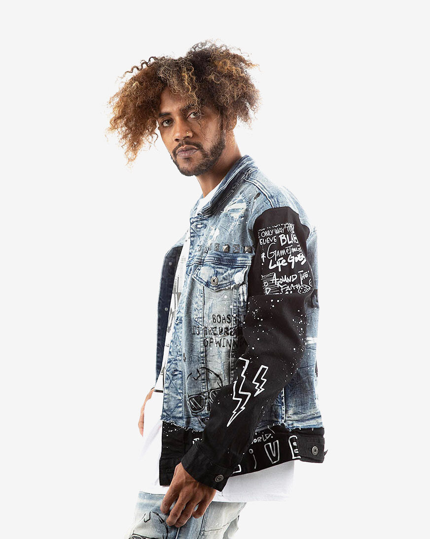 Smoke Rise Painted Denim Jacket Mens 