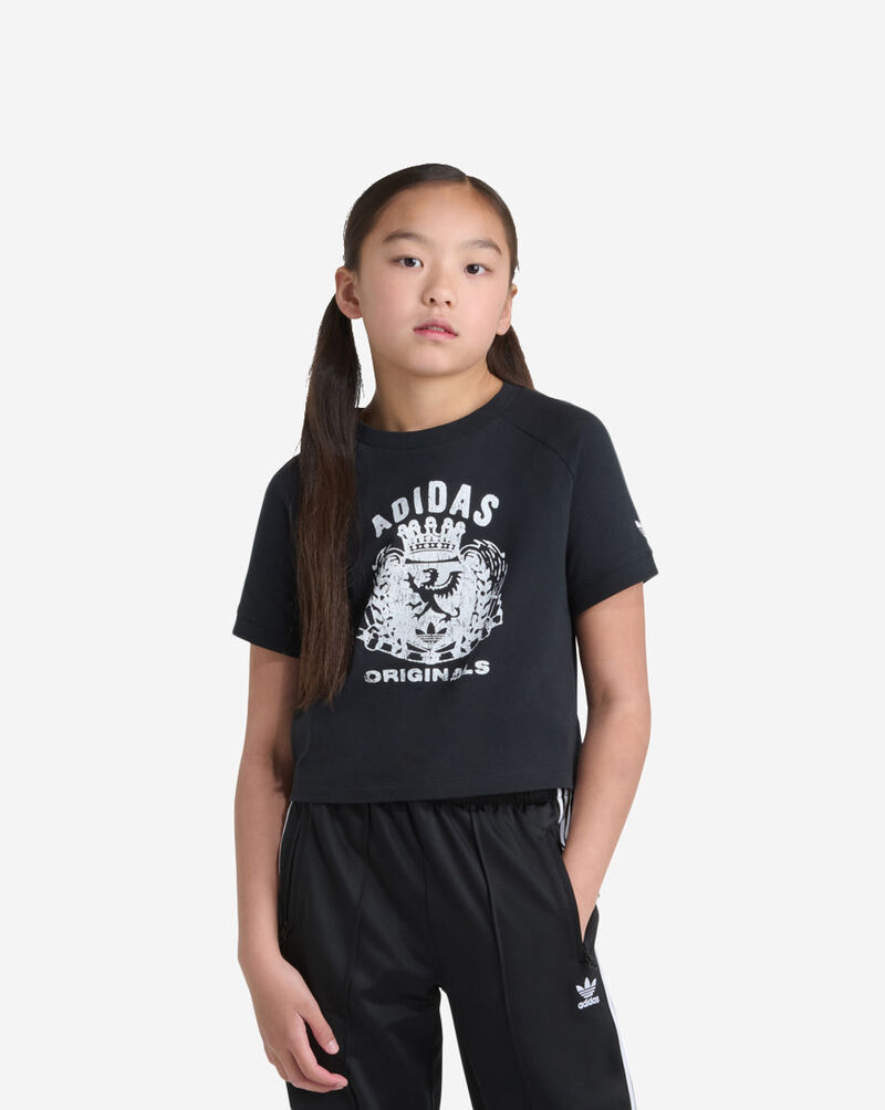 adidas Kids' Crest Cropped Tee JL3182 Black 1
