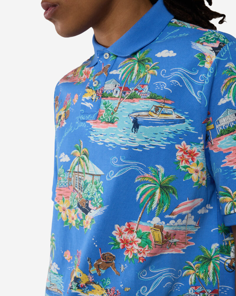 Polo Ralph Lauren Printed Mesh Polo Bahamas Bear T-Shirt 710B16606001-BLU Blue 3