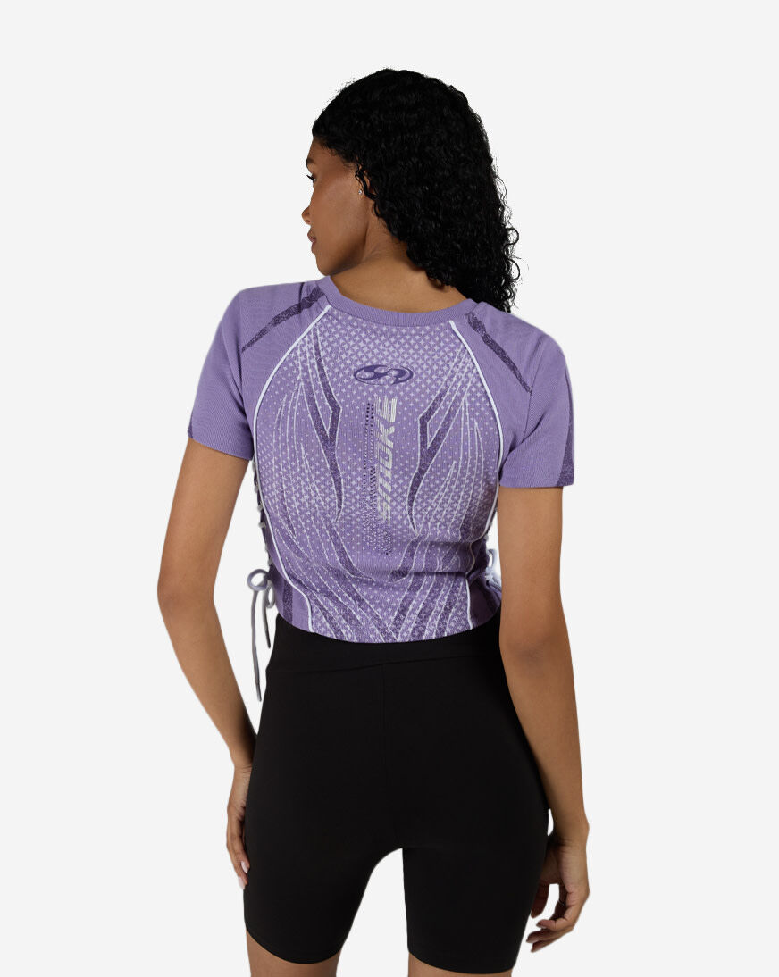 Shop Smoke Rise Side Tie Lace Up Racer Tee RKT26S409SN-CHALKVIOLET