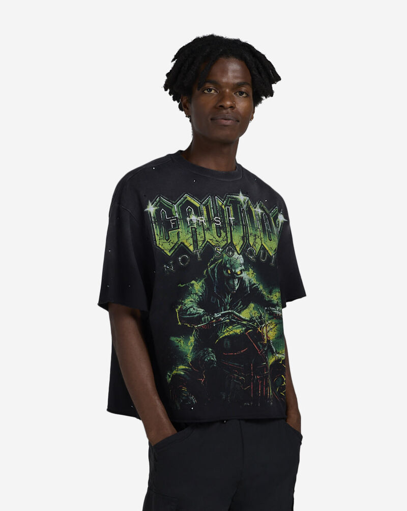 First Row Caution Defense Team Cropped Tee FRM3013S-BLK Black 1