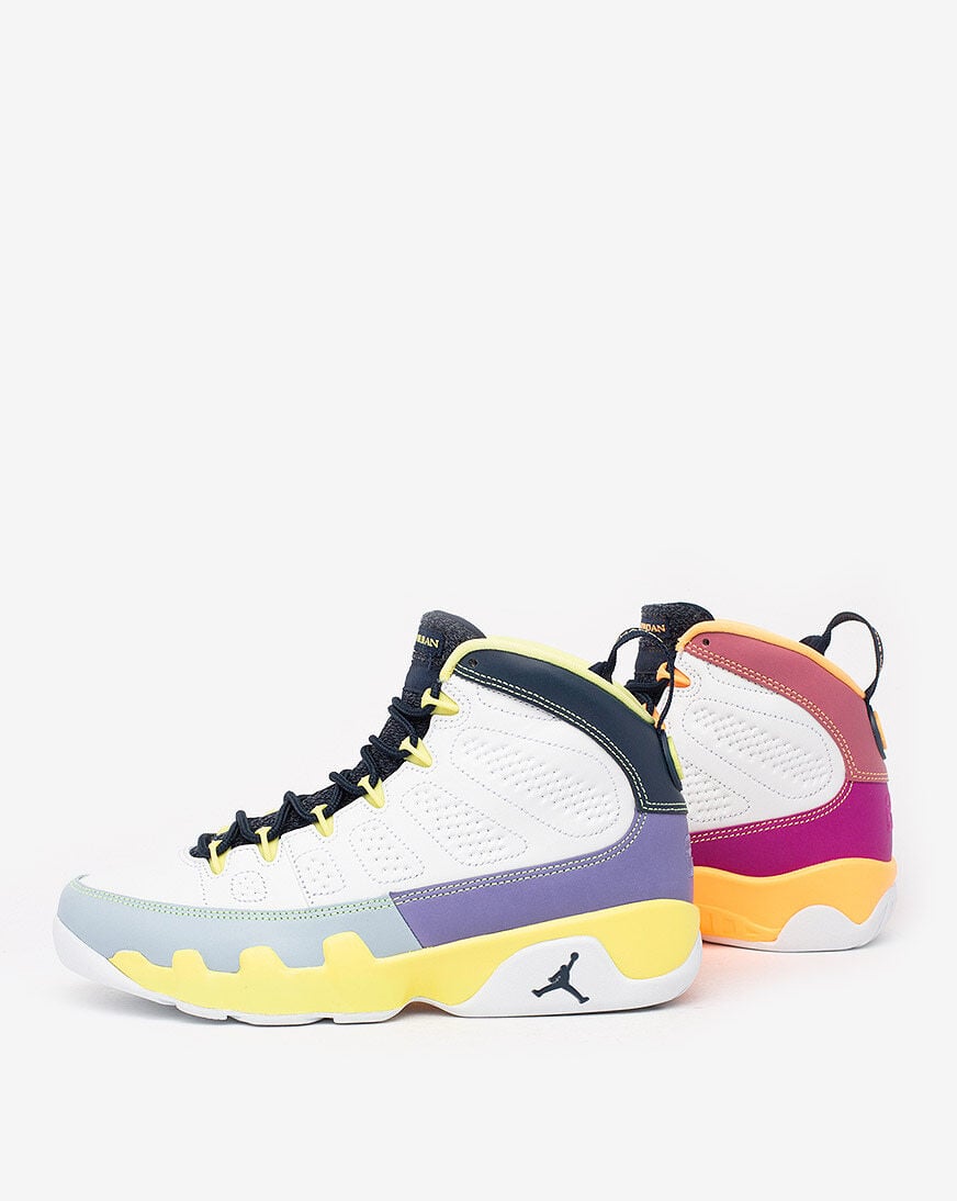 Jordan 9 sale purple yellow