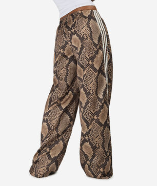 Satin Snake Print Wide Leg Track Joggers
