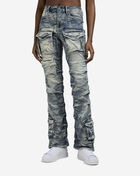 Smoke Rise Stacked Whisker Wash Side Pinching Jeans AP25113-BLTST Blue 1