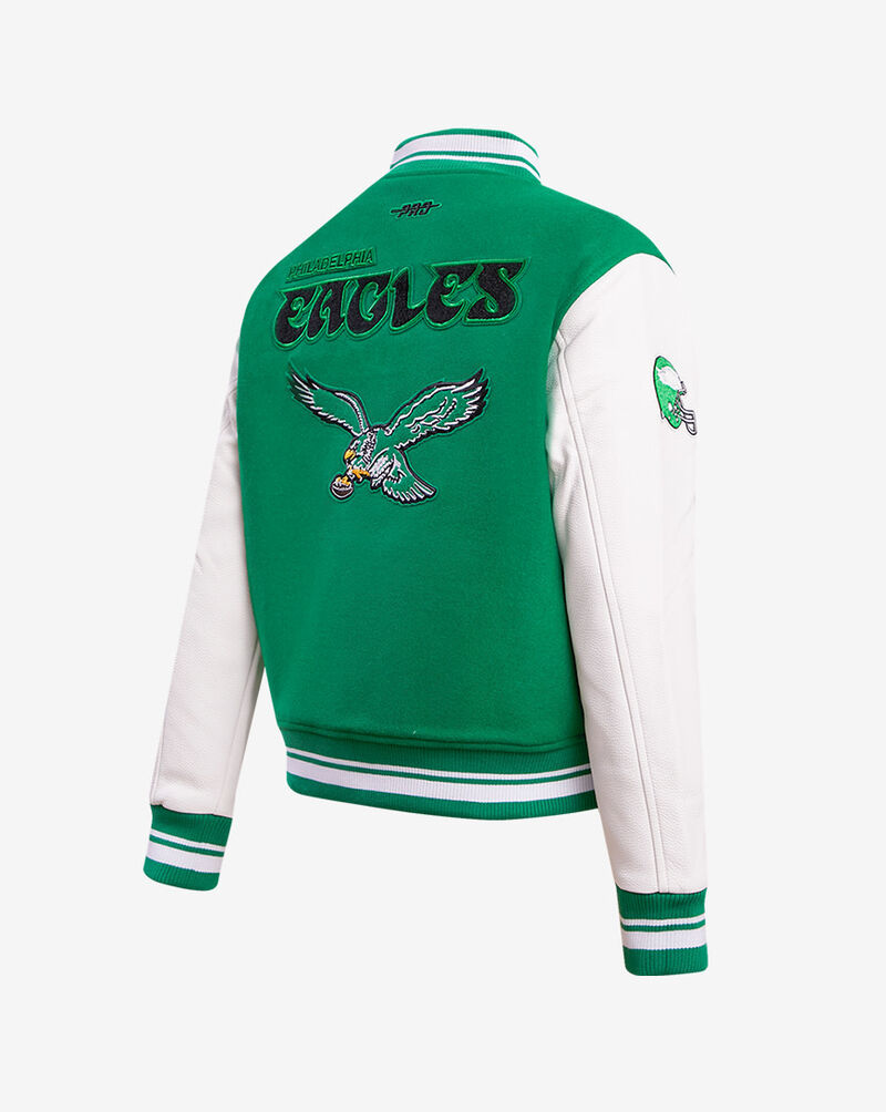 PRO STANDARD Philadelphia Eagles Retro Classic Rib Wool Varsity Jacket FPEH44149-KWH Green 4
