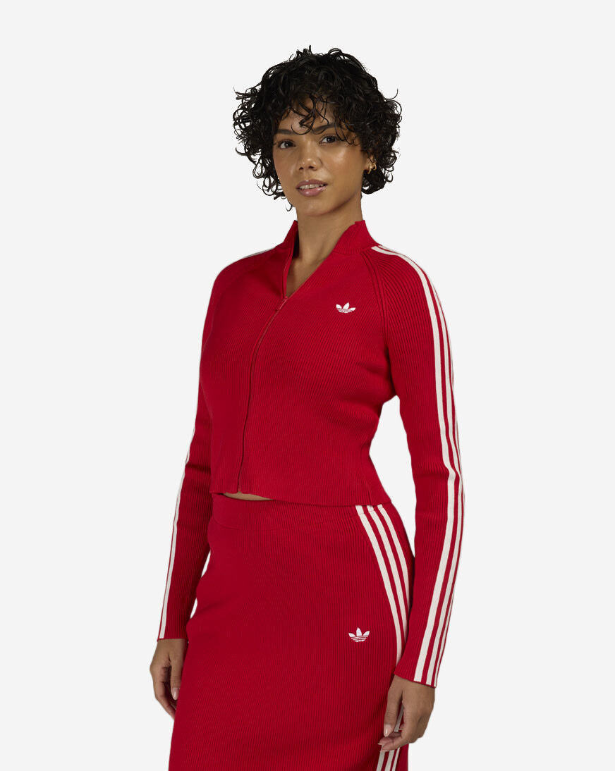 Shop adidas Adicolor 3-Stripes Slim Knit Track Top JY2598 red