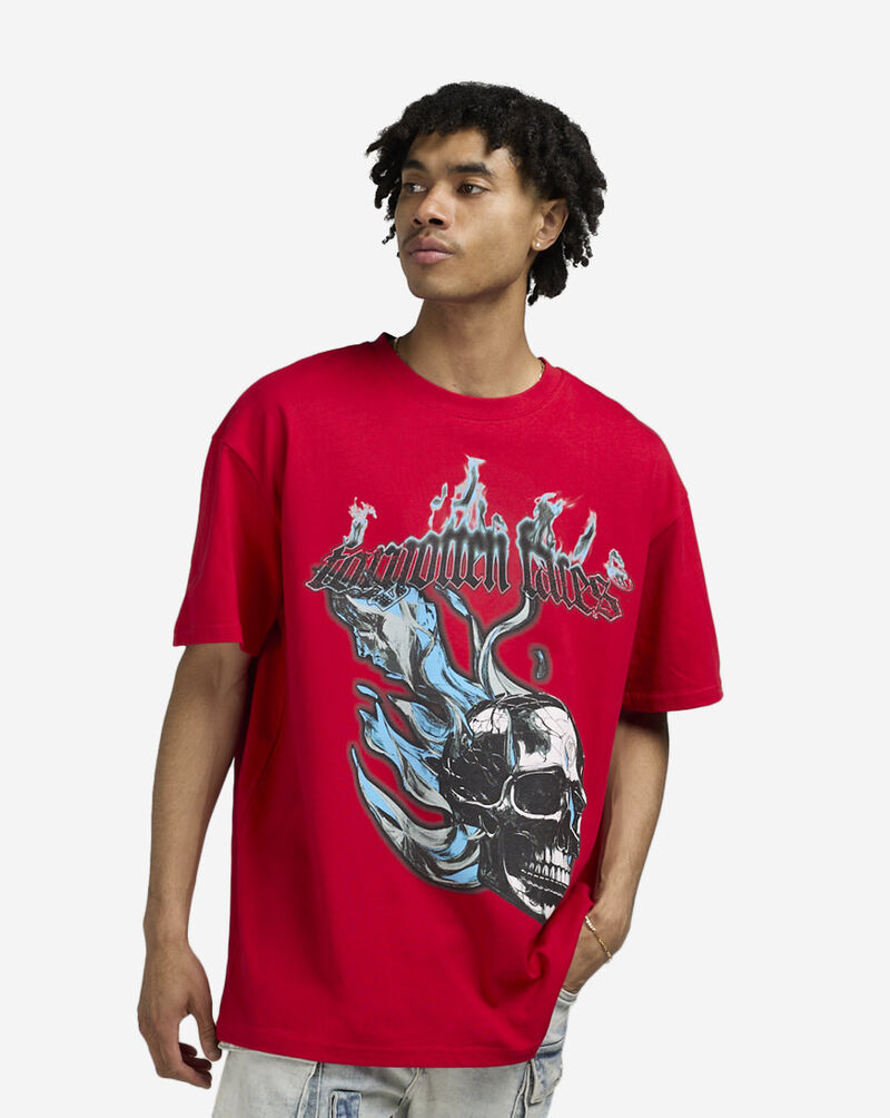 Forgotten Faces Flaming Skull Tee FOFUS116-00491 Red 1